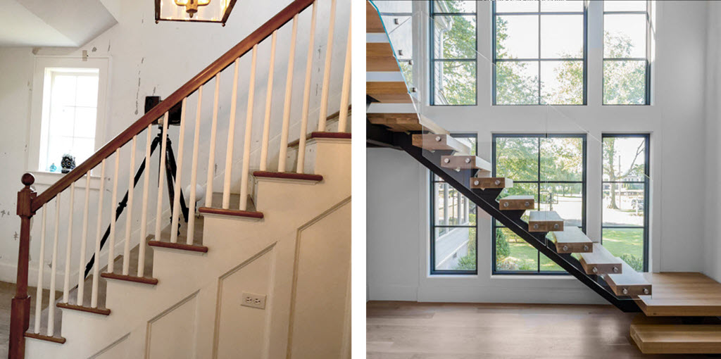 Before-and-After-traditional-stair-to-glass-floating-stair-Keuka-Studios